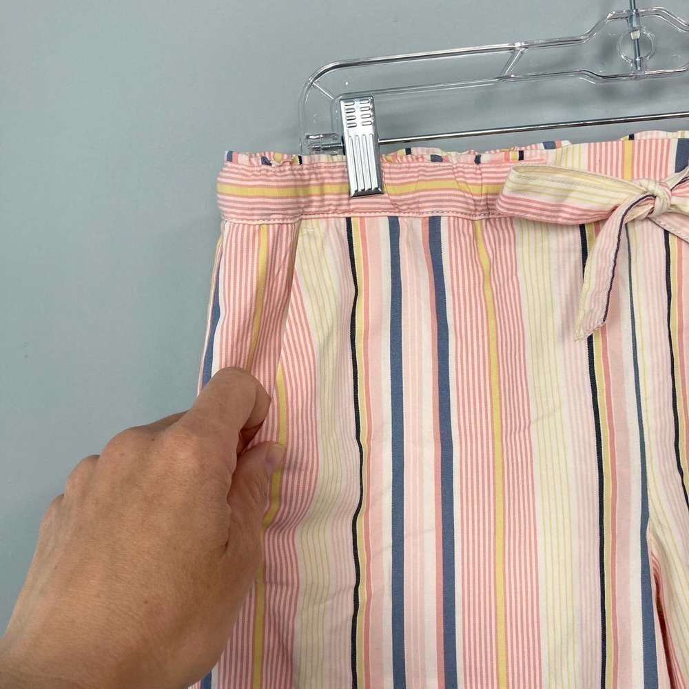 𝅺NWT Loft Striped Elastic Waist Drawstring Tie Waist Shorts with Pockets Size S - Picture 2 of 12